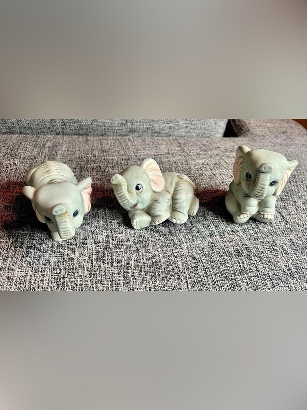 Homco Porcelain Elephant Figurines Figurine Set of 3